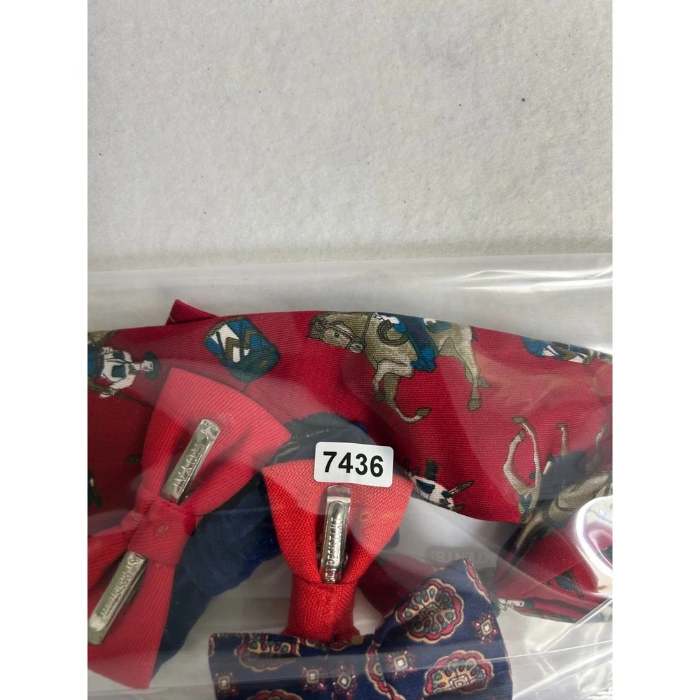 Westerncore Royal Kids OS‎ Red Navy Cowboy Print Necktie and 4 Bow Tie Set